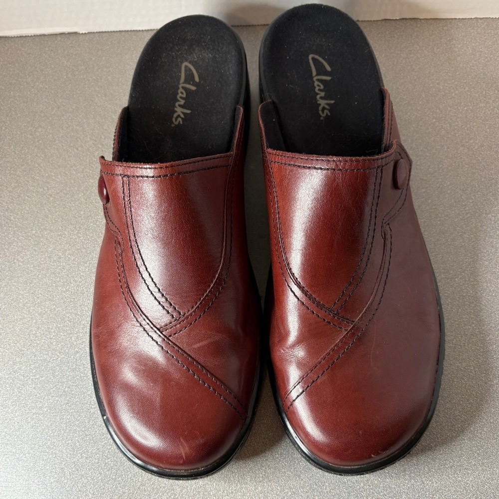 Clarks Brown Leather Clogs/Mules - Picture 3 of 11